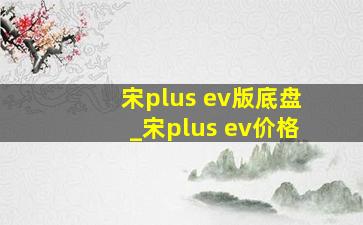 宋plus ev版底盘_宋plus ev价格